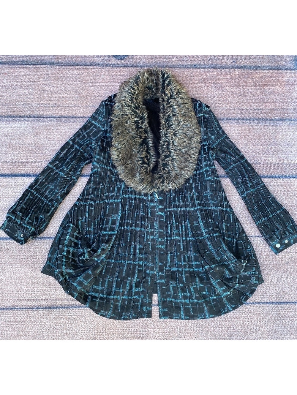 Penny Lane style whimsigoth accordion pleat hi-lo cardigan jacket Y2K medium